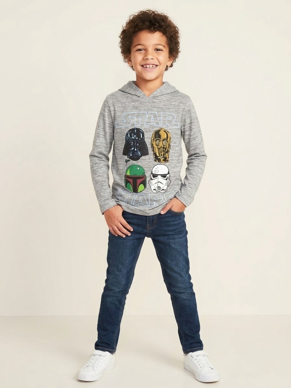 Star Wars Gray Kids Hoodie with Colorful Character Helmets